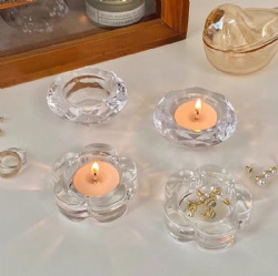 Amazon Popular Selling Clear Glass Candle Holder Machine Pressure