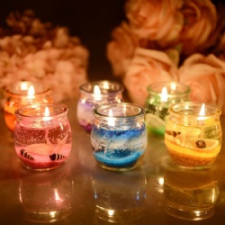 Beautiful Glass Candle Holder with Jelly Wax