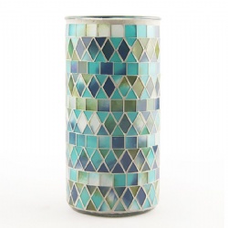 Man Made Mosiac Vase in Blue and Green Color