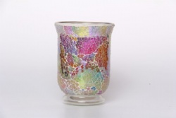 Sparkled Rainbow Mosaic hUrricane Candle Holder