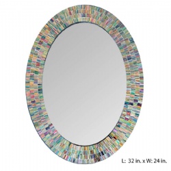 32x24 Inch Rainbow Ray Oval Mosaic Mirror