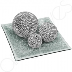 Pearl Mosaic Ball with Square Silver Plate