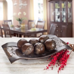 Set of 7 Resin Ornament Ball with Resin Plate with Silver Mosaic