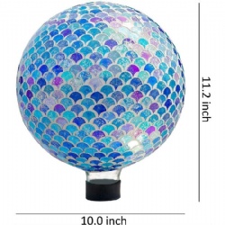 10 Inch Sector Shape Iridescent Blue Mosaic Gazing Garden Ball