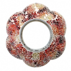9 Inch Flower Shape Crackle Orange Mosaic Bird Feeder
