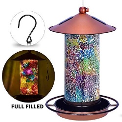Outside Garden Outdoor Mosaic Hanging Lantern Waterproof Copper Bird Feeder for Outdoors