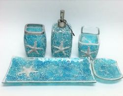 Popular Selling Square Shape Bathroom Set in Blue Design with Starfish