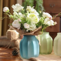 Round Ribbed Glass Vase with Matt Spray Finishing