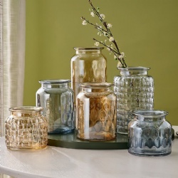 Popular Selling Iridescent Cylinder Glass Vase for America Marekt