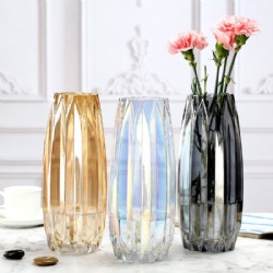 Iridescent Different Color Ribbed Glass Vase Popular Selling