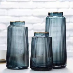 Luxury High Quality Glass Vase with Gold Rim in Different Size