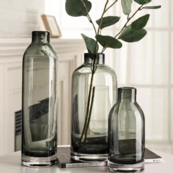 Peaceful Grey Glass Vase in Man-made Blown